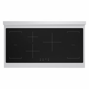 ZLINE 48 in. 6.7 cu. ft. Paramount Induction Range with 7 Element Cooktop and Dual Ovens in Stainless Steel with Black Matte Doors (SINR-BLM-48) top-down, above cooking surface.