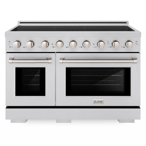 ZLINE 48 in. 6.7 cu. ft. Paramount Induction Range with 7 Element Cooktop and Dual Ovens in Stainless Steel (SINR48) front.