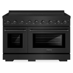 ZLINE 48 in. 6.7 cu. ft. Paramount Induction Range with 7 Element Cooktop and Dual Ovens in Black Stainless Steel (SINRB-48) front.