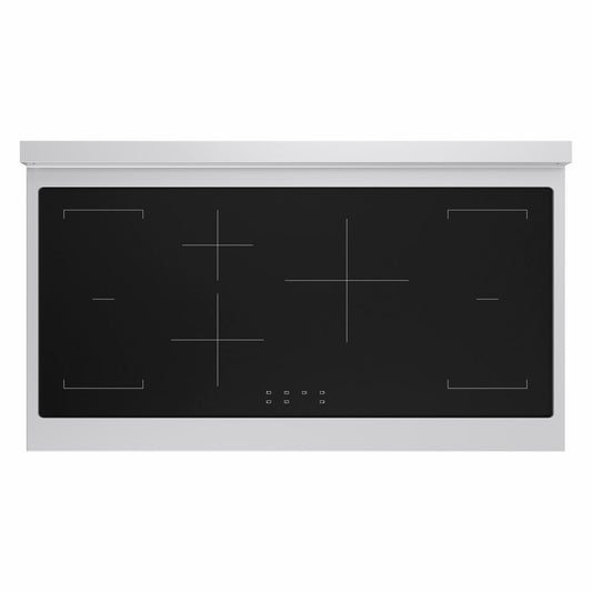 ZLINE Autograph Edition 48 in. 6.7 cu. ft. Paramount Induction Range with 7 Element Cooktop and Dual Ovens in Stainless Steel with Champagne Bronze Accents (SINRZ-48-CB) top-down, above cooking surface.