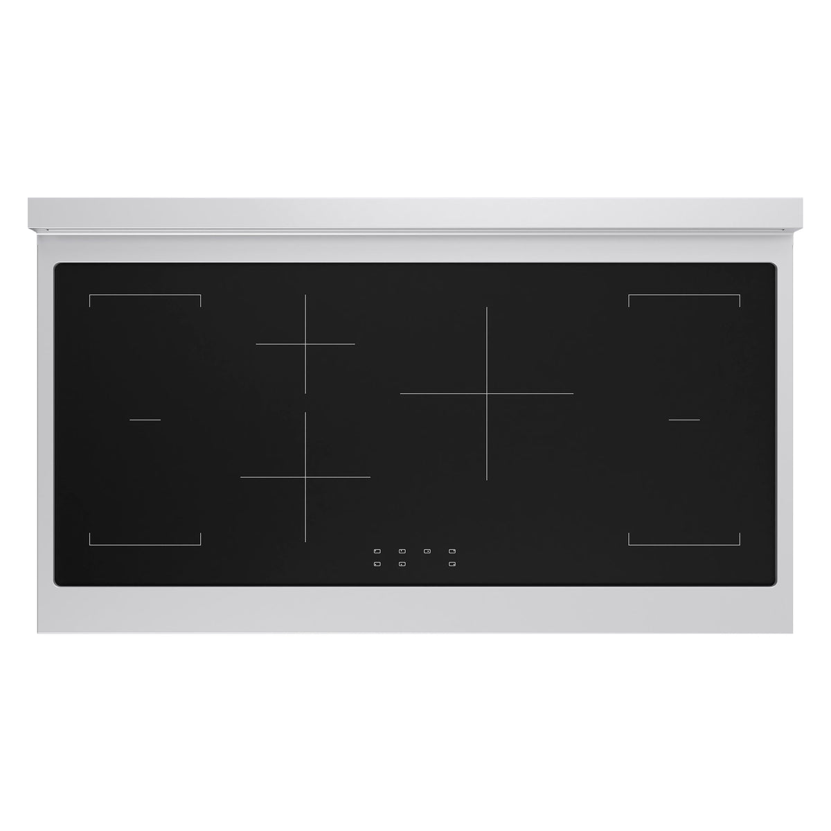 ZLINE Autograph Edition 48 in. 6.7 cu. ft. Paramount Induction Range with 7 Element Cooktop and Dual Ovens in Stainless Steel with Polished Gold Accents (SINRZ-48-G) top-down, above cooking surface.