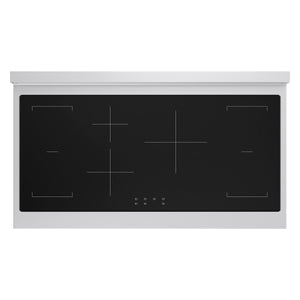 ZLINE Autograph Edition 48 in. 6.7 cu. ft. Paramount Induction Range with 7 Element Cooktop and Dual Ovens in Stainless Steel with Polished Gold Accents (SINRZ-48-G) top-down, above cooking surface.