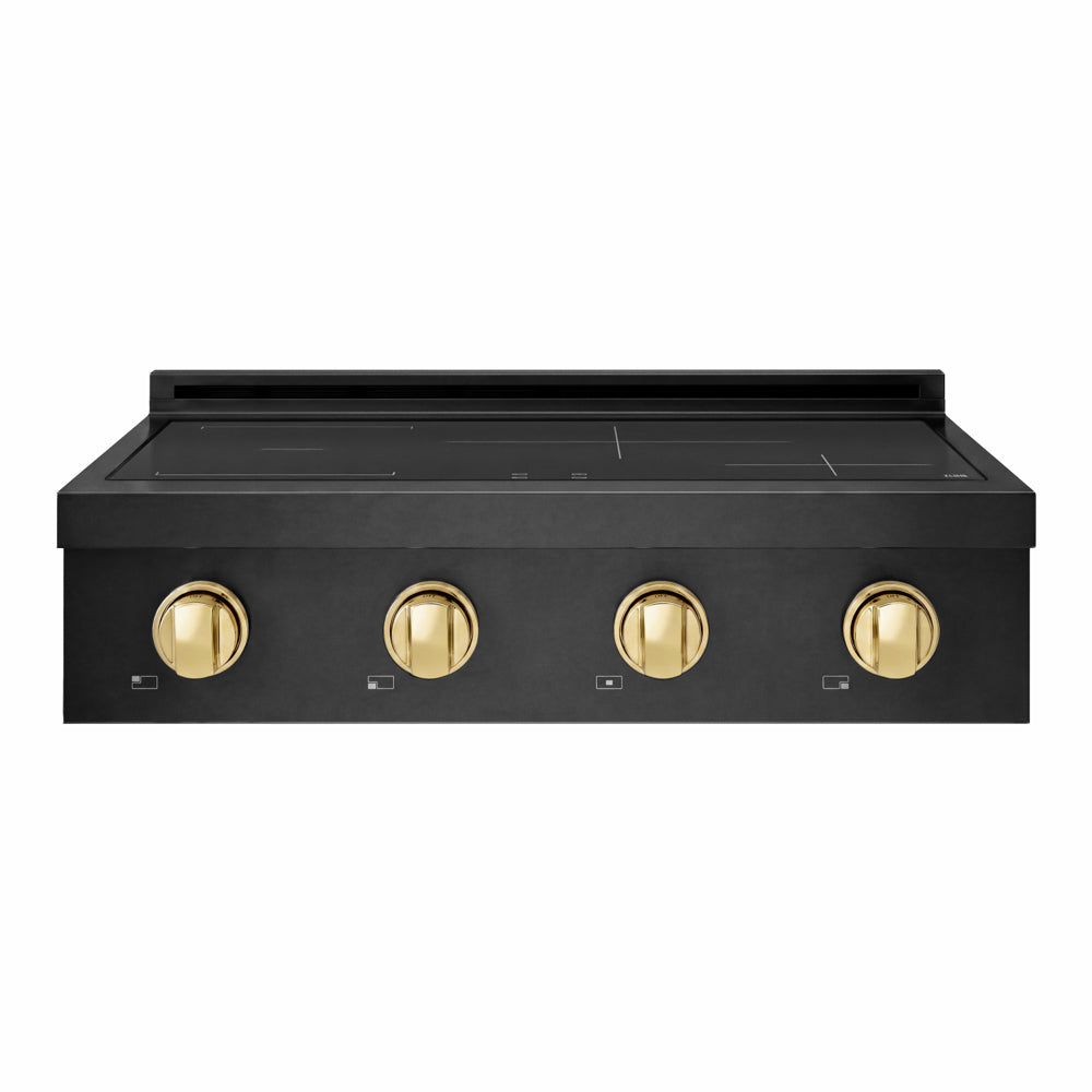 ZLINE Autograph Edition 30 in. Paramount Induction Rangetop with 4 Element Cooktop in Black Stainless Steel and Polished Gold Accents (SINRTBZ-30-G)