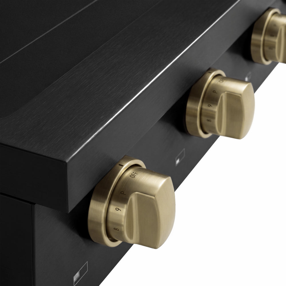 ZLINE Autograph Edition 36 in. Paramount Induction Rangetop with 5 Element Cooktop in Black Stainless Steel and Champagne Bronze Accents (SINRTBZ-36-CB)
