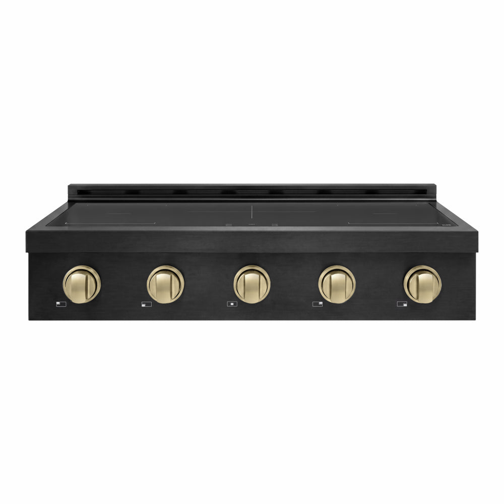 ZLINE Autograph Edition 36 in. Paramount Induction Rangetop with 5 Element Cooktop in Black Stainless Steel and Champagne Bronze Accents (SINRTBZ-36-CB)