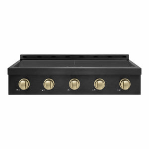 ZLINE Autograph Edition 36 in. Paramount Induction Rangetop with 5 Element Cooktop in Black Stainless Steel and Champagne Bronze Accents (SINRTBZ-36-CB)