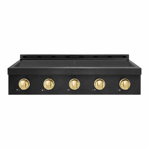 ZLINE Autograph Edition 36 in. Paramount Induction Rangetop with 5 Element Cooktop in Black Stainless Steel and Polished Gold Accents (SINRTBZ-36-G)