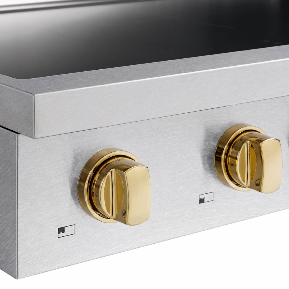 ZLINE Autograph Edition 36 in. Paramount Induction Rangetop with 5 Element Cooktop in Satin Stainless Steel and Polished Gold Accents (SINRTSZ-36-G)