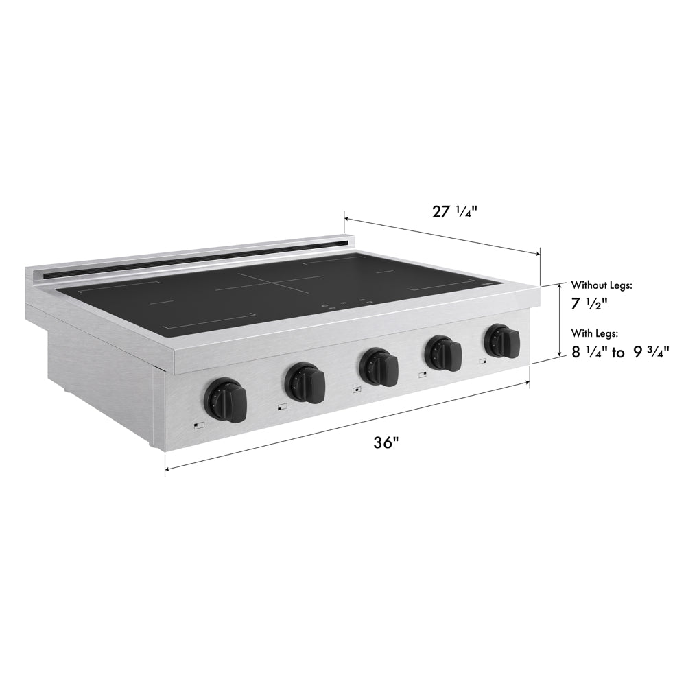 ZLINE Autograph Edition 36 in. Paramount Induction Rangetop with 5 Element Cooktop in Satin Stainless Steel and Matte Black Accents (SINRTSZ-36-MB)