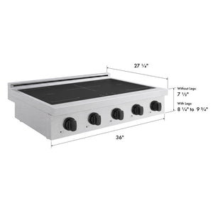 ZLINE Autograph Edition 36 in. Paramount Induction Rangetop with 5 Element Cooktop in Satin Stainless Steel and Matte Black Accents (SINRTSZ-36-MB)
