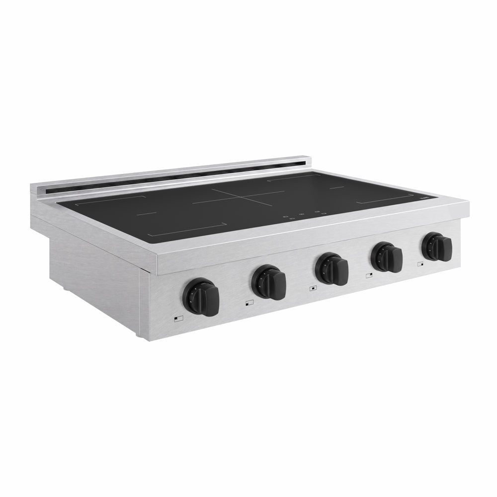 ZLINE Autograph Edition 36 in. Paramount Induction Rangetop with 5 Element Cooktop in Satin Stainless Steel and Matte Black Accents (SINRTSZ-36-MB)