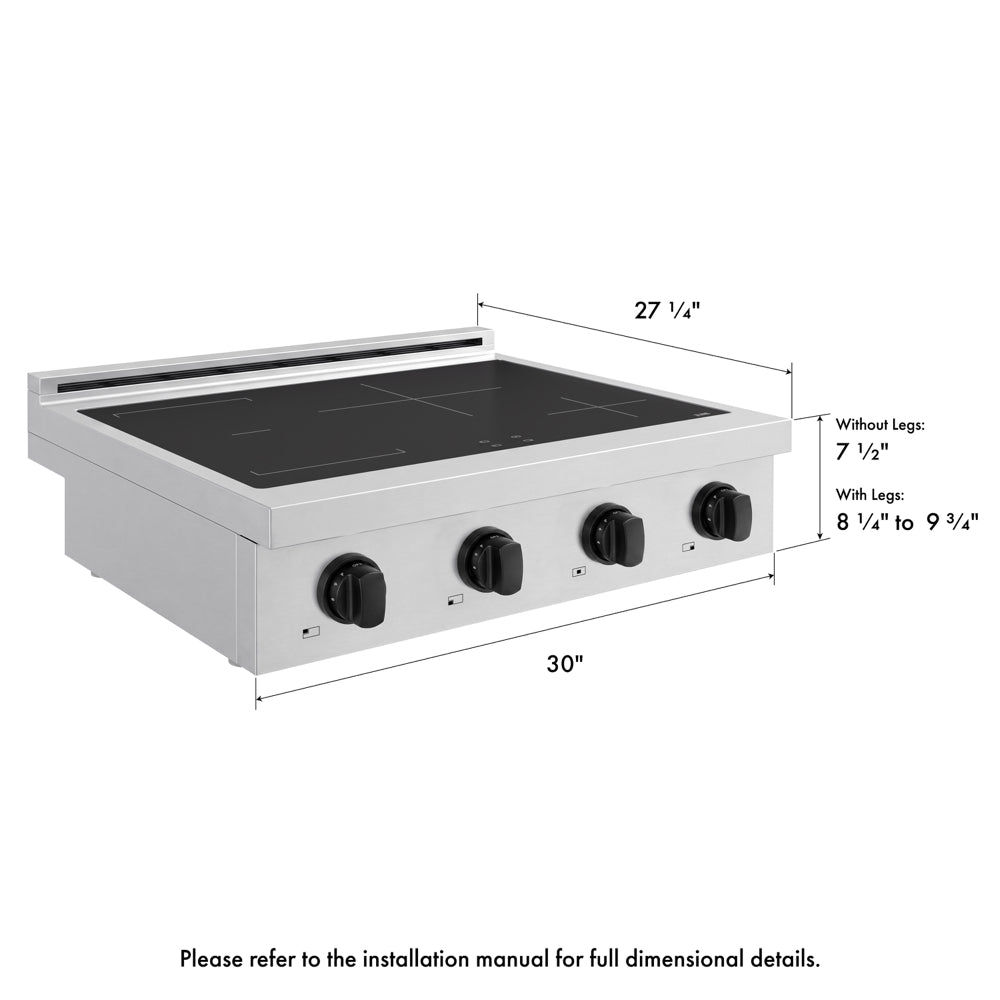 ZLINE Autograph Edition 30 in. Paramount Induction Rangetop with 4 Element Cooktop in Stainless Steel and Matte Black Accents (SINRTZ-30-MB)