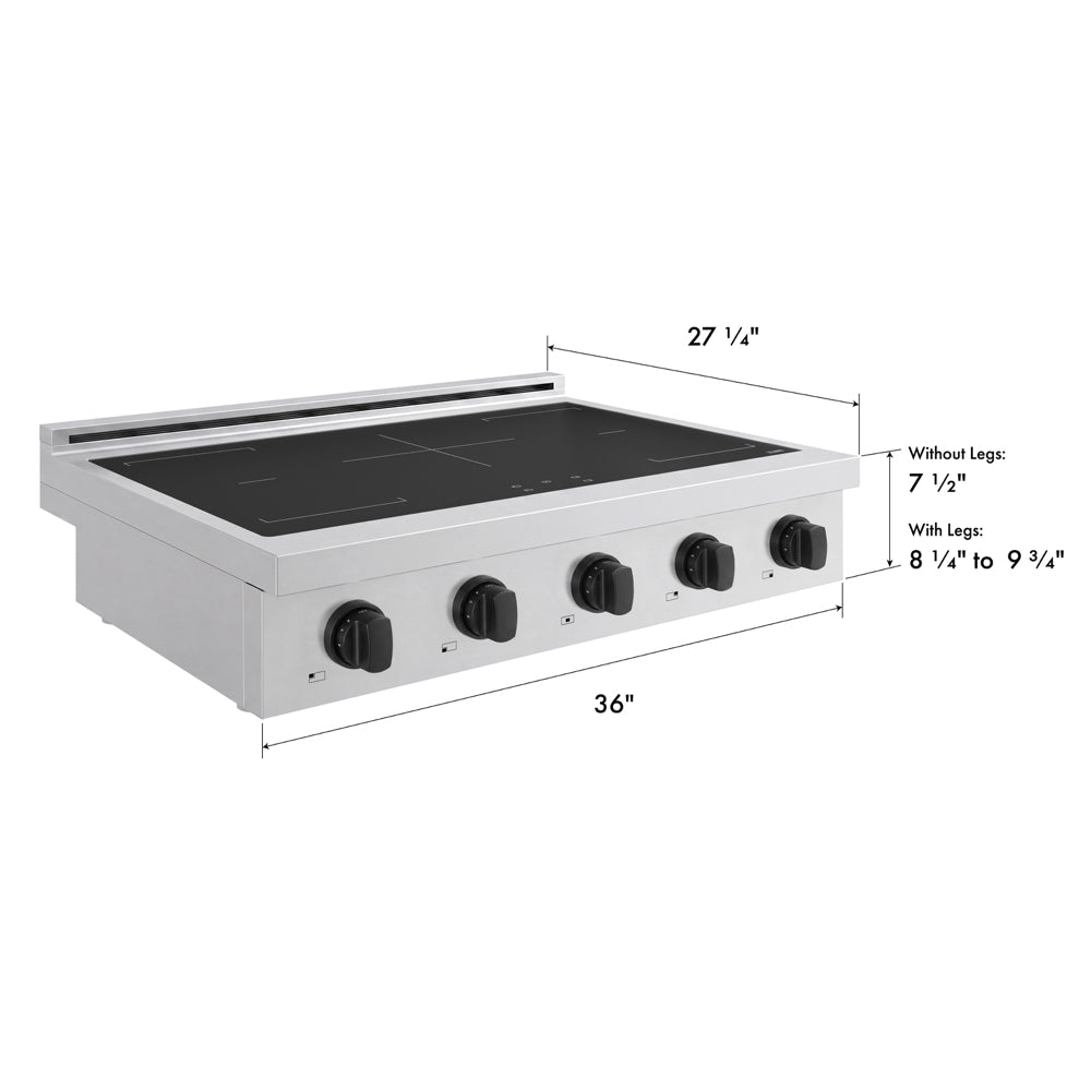 ZLINE Autograph Edition 36 in. Paramount Induction Rangetop with 5 Element Cooktop in Stainless Steel and Matte Black Accents (SINRTZ-36-MB)