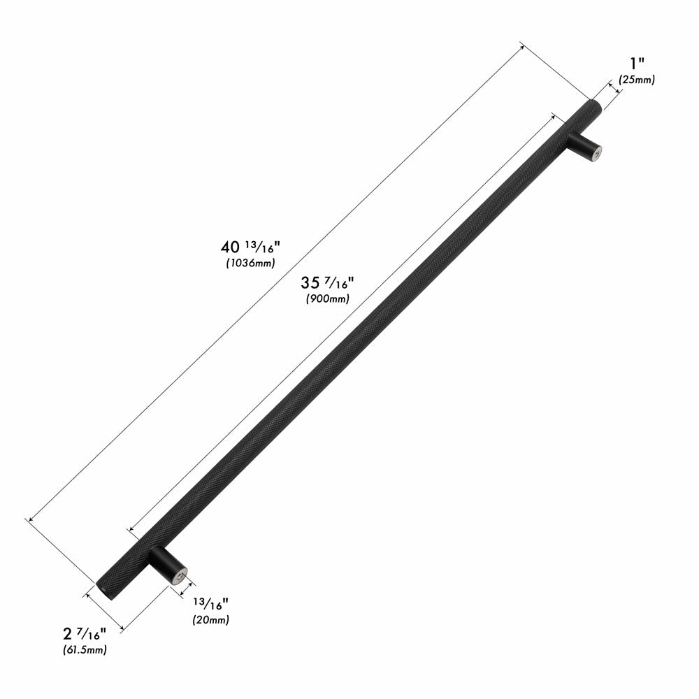 ZLINE Autograph Edition 48 in. Wall-Mount Range Hood Helix Handle (Set of 1) in Matte Black (RHHZ-K-MB-48) with dimensions labeled.
