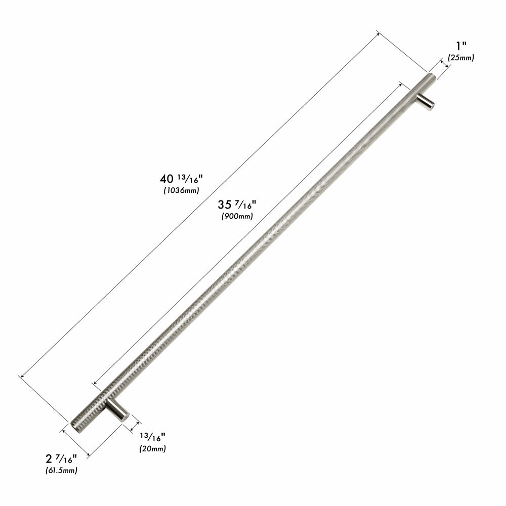 ZLINE Autograph Edition 48 in. Wall-Mount Range Hood Helix Handle (Set of 1) in Polished Nickel (RHHZ-K-PN-48) with dimensions labeled.