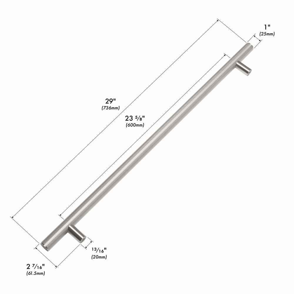 ZLINE 36 in. Wall-Mount Range Hood Helix Handle (Set of 1) in Stainless Steel (RHHZ-K-ST-36) with dimensions labeled.