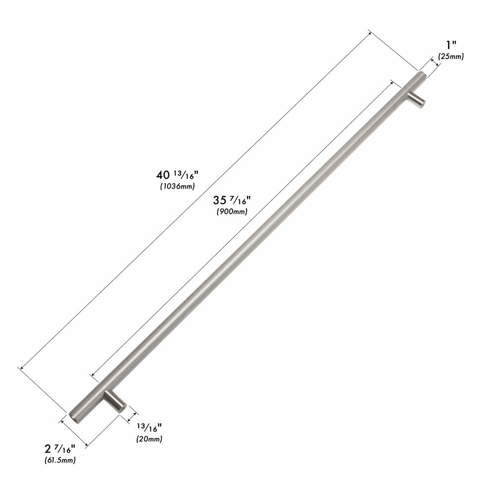 ZLINE 48 in. Wall-Mount Range Hood Helix Handle (Set of 1) in Stainless Steel (RHHZ-K-ST-48) with dimensions labeled.