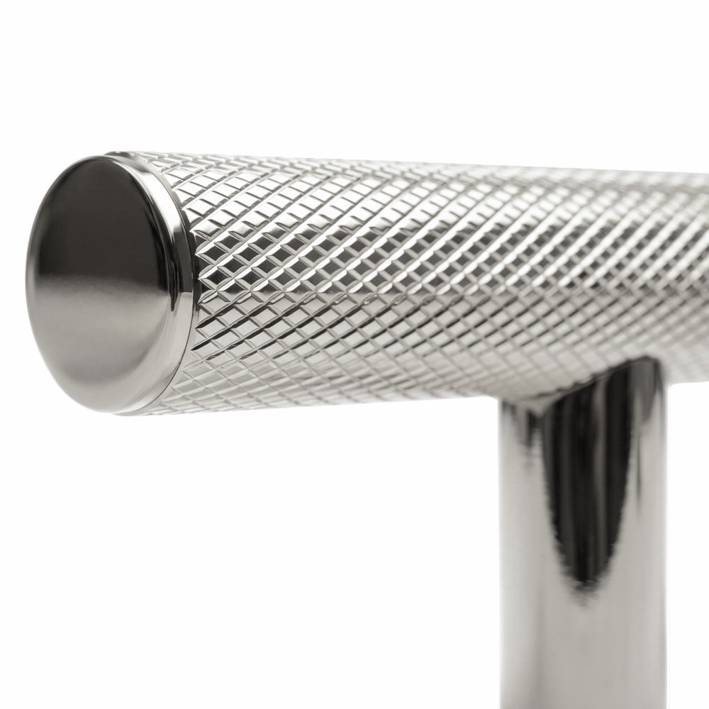 ZLINE Autograph Edition 48 in. Wall-Mount Range Hood Helix Handle (Set of 1) in Polished Nickel (RHHZ-K-PN-48) close-up detail, showing textured finish with knurling.
