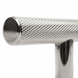 ZLINE Autograph Edition 48 in. Wall-Mount Range Hood Helix Handle (Set of 1) in Polished Nickel (RHHZ-K-PN-48) close-up detail, showing textured finish with knurling.
