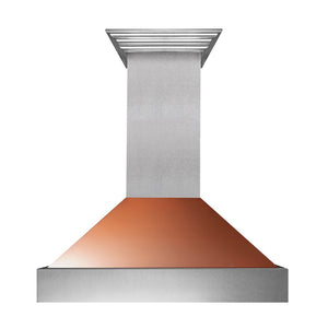 ZLINE 30 in. Ducted Satin Stainless Steel Wall Mount Range Hood with Copper Shell (8654C-30) front.
