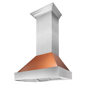 ZLINE 36 in. Ducted Satin Stainless Steel Wall Mount Range Hood with Copper Shell (8654C-36)