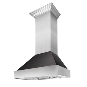 ZLINE 36 in. Ducted Satin Stainless Steel Wall Mount Range Hood with Oil Rubbed Bronze Shell (8654ORB-36)