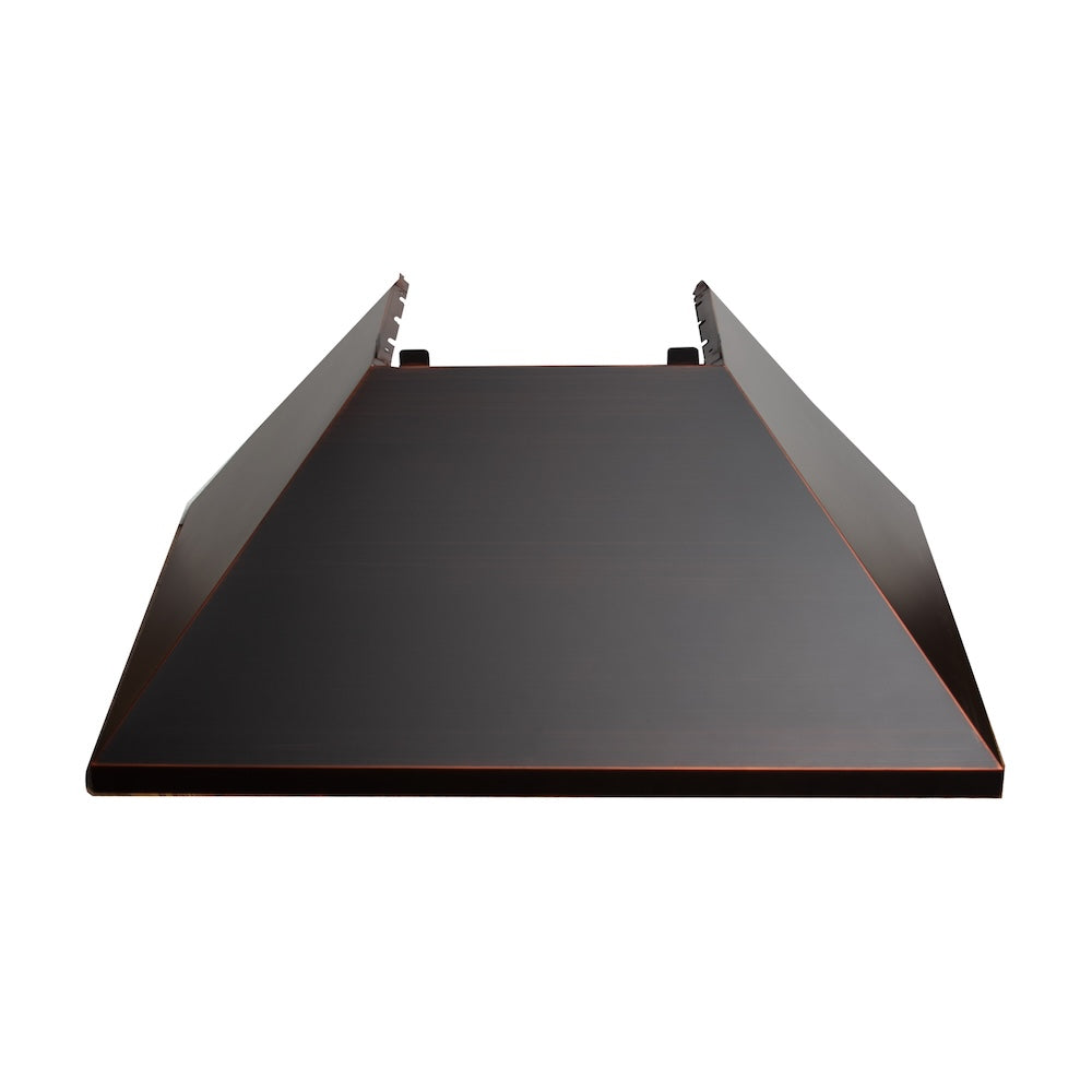 ZLINE 36 in. Ducted Satin Stainless Steel Wall Mount Range Hood with Oil Rubbed Bronze Shell (8654ORB-36) front.