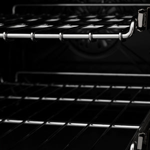 Close-up of oven racks inside ZLINE 36 in. 4.6 cu. ft. Legacy Dual Fuel Range with 6 Burner Gas Cooktop and Electric Convection Oven in Stainless Steel with Satin Stainless Steel Door (RA-SN-36)