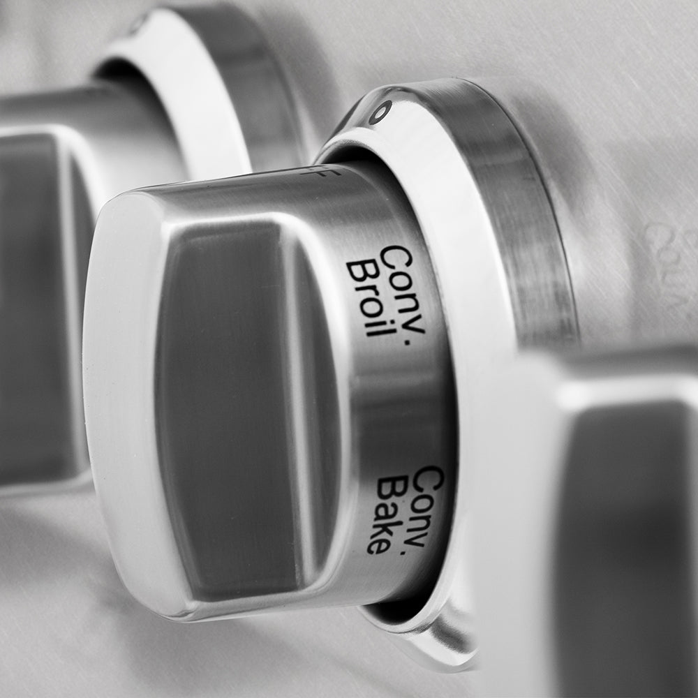 ZLINE 30 in. 4.0 cu. ft. Legacy Dual Fuel Range with 4 Burner Gas Cooktop and Electric Convection Oven in Satin Stainless Steel and White Matte Door (RAS-WM-30)