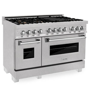 ZLINE 48 in. 6.0 cu. ft. Legacy Dual Fuel Range with Gas Cooktop and 2 Electric Ovens in Satin Stainless Steel with 6 Brass Burners (RAS-SN-BR-48)