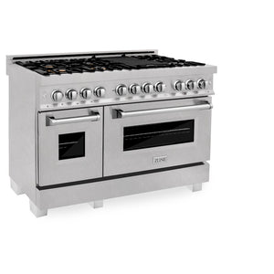 ZLINE 48 in. 6.0 cu. ft. Legacy Dual Fuel Range with Gas Cooktop and 2 Electric Ovens in Satin Stainless Steel with 6 Brass Burners (RAS-SN-BR-48)