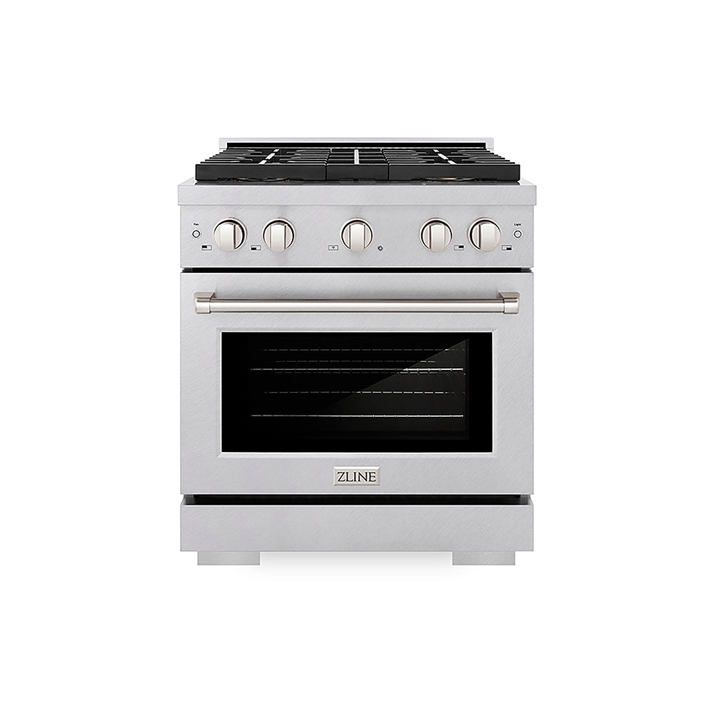 ZLINE 30 in. 4.2 cu. ft. Paramount Dual Fuel Range with 4 Burner DuoPro™ Cooktop and Electric Convection Oven in Satin Stainless Steel (PSDRS-30)