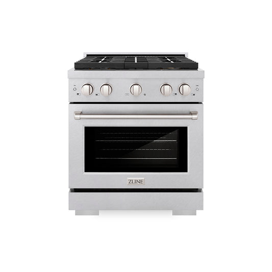 ZLINE 30 in. 4.2 cu. ft. Paramount Dual Fuel Range with 4 Burner DuoPro™ Cooktop and Electric Convection Oven in Satin Stainless Steel (PSDRS-30)