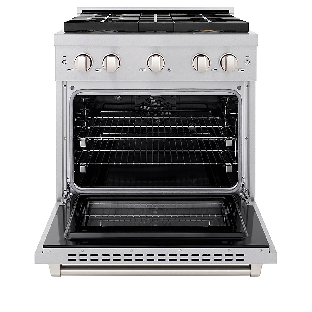 ZLINE 30 in. 4.2 cu. ft. Paramount Dual Fuel Range with 4 Burner DuoPro™ Cooktop and Electric Convection Oven in Satin Stainless Steel (PSDRS-30)