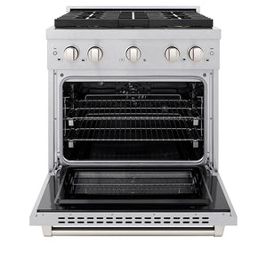 ZLINE 30 in. 4.2 cu. ft. Paramount Dual Fuel Range with 4 Burner DuoPro™ Cooktop and Electric Convection Oven in Satin Stainless Steel (PSDRS-30)