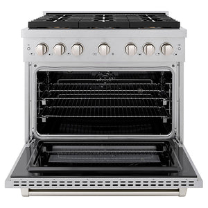 ZLINE 36 in. 5.2 cu. ft. Paramount Dual Fuel Range with 6 Burner DuoPro™ Cooktop and Electric Convection Oven in Satin Stainless Steel (PSDRS-36)