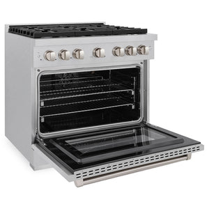 ZLINE 36 in. 5.2 cu. ft. Paramount Gas Range with Convection Gas Oven in Satin Stainless Steel with 6 Brass Burners (SGRS-BR-36)