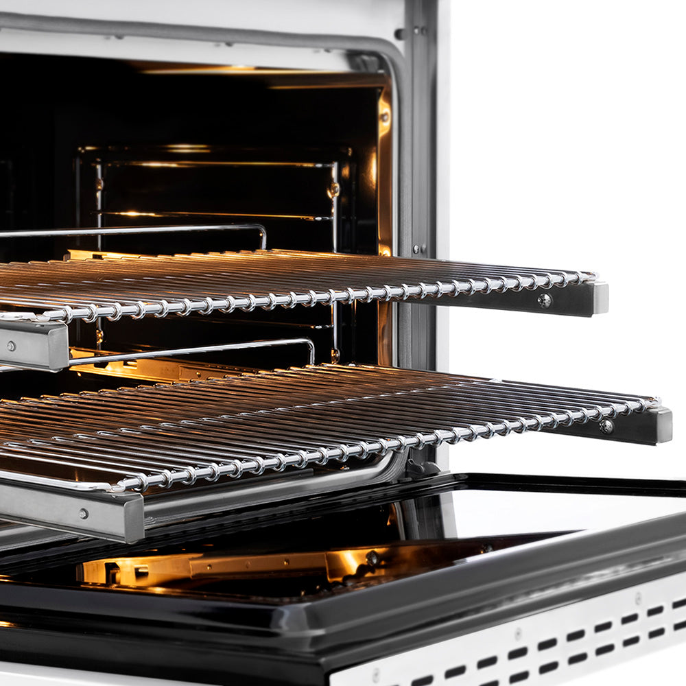 ZLINE Autograph Edition 36 in. 5.2 cu. ft. Paramount Dual Fuel Range with 6 Burner DuoPro™ Cooktop and Electric Convection Oven in Satin Stainless Steel with White Matte Door and Champagne Bronze Accents (PSDRSZ-WM-36-CB) oven racks.