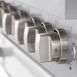 ZLINE 36 in. 5.2 cu. ft. Paramount Gas Range with 6 Burner DuoPro™ Cooktop and Convection Gas Oven in Satin Stainless Steel with White Matte Door (PSGRS-WM-36)