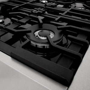ZLINE 48 in. Legacy Gas Rangetop with 7 Burners and Porcelain Cooktop in Satin Stainless Steel (RTS-48) cast iron grates and burner.