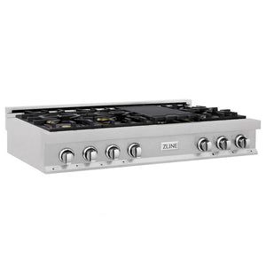 ZLINE 48 in. Legacy Gas Rangetop with 6 Brass Burners and Porcelain Cooktop in Satin Stainless Steel (RTS-BR-48) side.