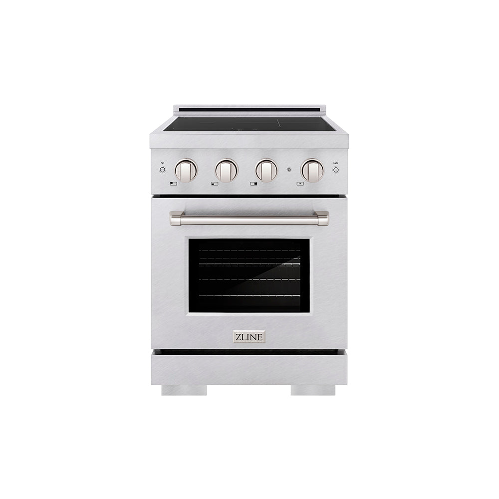ZLINE 24 in. 3.2 cu. ft. Paramount Induction Range with 3 Element Cooktop and Electric Convection Oven in Satin Stainless Steel (SINRS-24)