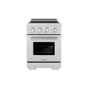 ZLINE 24 in. 3.2 cu. ft. Paramount Induction Range with 3 Element Cooktop and Electric Convection Oven in Satin Stainless Steel (SINRS-24)