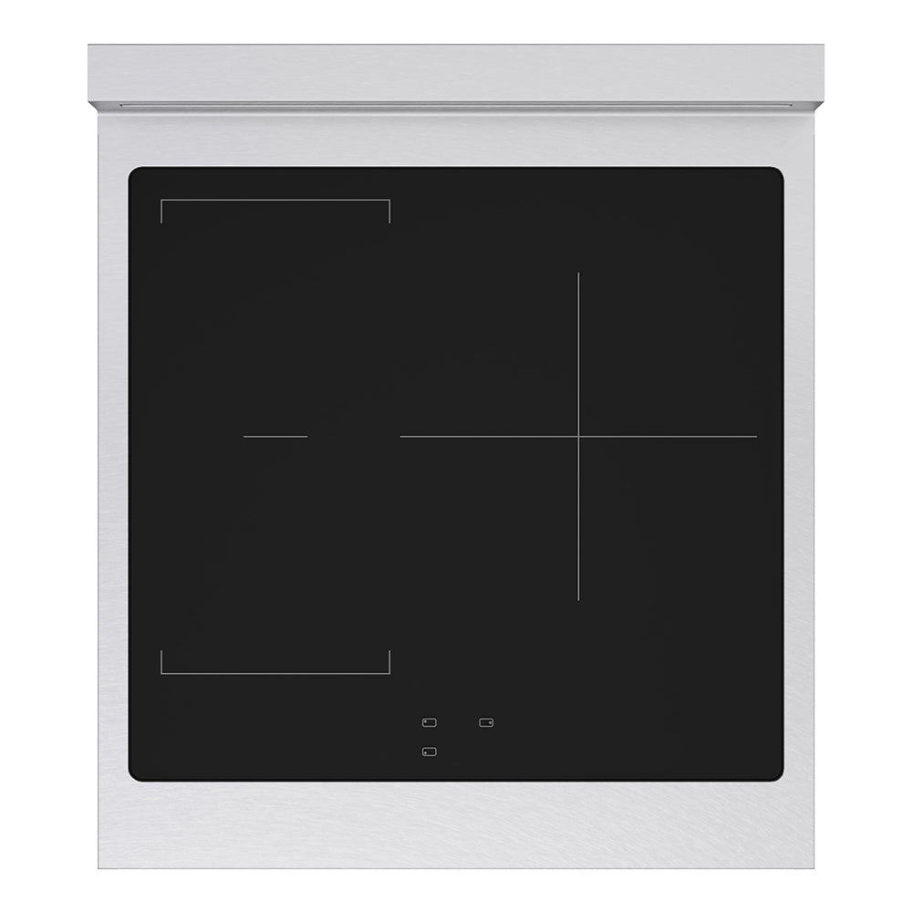 ZLINE 24 in. 3.2 cu. ft. Paramount Induction Range with 3 Element Cooktop and Electric Convection Oven in Satin Stainless Steel (SINRS-24) top-down, above cooktop.