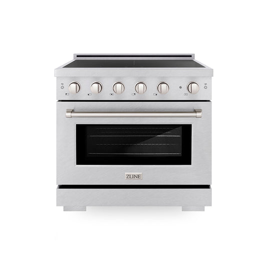 ZLINE 36 in. 5.2 cu. ft. Paramount Induction Range with 5 Element Cooktop and Electric Convection Oven in Satin Stainless Steel (SINRS-36)