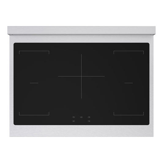 ZLINE 36 in. 5.2 cu. ft. Paramount Induction Range with 5 Element Cooktop and Electric Convection Oven in Satin Stainless Steel (SINRS-36) top-down, above cooktop.