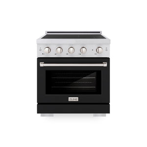 ZLINE 30 in. 4.2 cu. ft. Paramount Induction Range with 4 Element Cooktop and Electric Convection Oven in Satin Stainless Steel with Black Matte Door (SINRS-BLM-30)