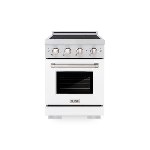 ZLINE 24 in. 3.2 cu. ft. Paramount Induction Range with 3 Element Cooktop and Electric Convection Oven in Satin Stainless Steel with White Matte Door (SINRS-WM-24)