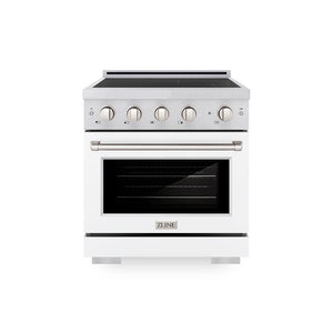 ZLINE 30 in. 4.2 cu. ft. Paramount Induction Range with 4 Element Cooktop and Electric Convection Oven in Satin Stainless Steel with White Matte Door (SINRS-WM-30)