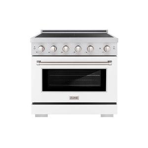 ZLINE 36 in. 5.2 cu. ft. Paramount Induction Range with 5 Element Cooktop and Electric Convection Oven in Satin Stainless Steel with White Matte Door (SINRS-WM-36)